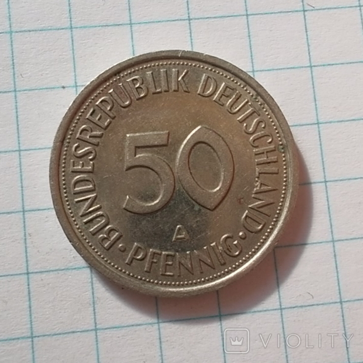 Германия. ФРГ 50 пфеннигов, 1990 "А", фото №4