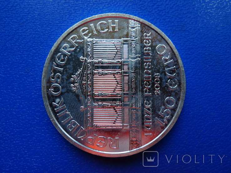 1,5 евро 2008 года Австрия серебро 1 унция №1, фото №8