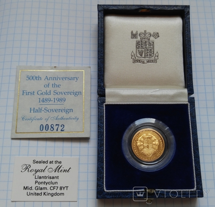 1/2 Соверена, 1989 год Юбилейный выпуск - 500-летие Sovereign, фото №4