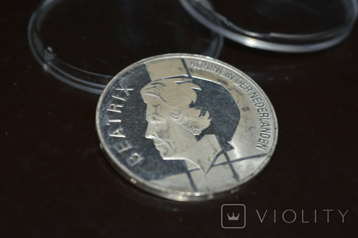 Нидерланды 10 гульденов 1994 год. 50 лет бенилюкс. серебро., фото №2