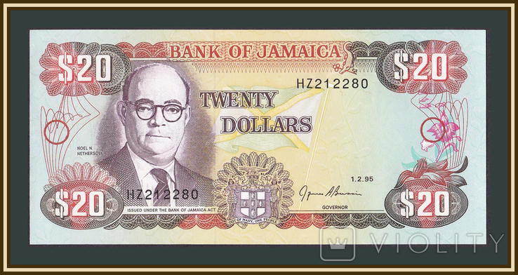 Ямайка 20 долларов 1995 P-72 (72e), фото №2
