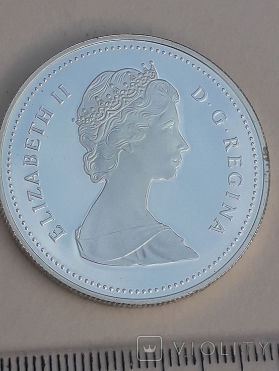 1 доллар, Канада, 1987 г., 400 лет открытию пролива Дейвиса, серебро
