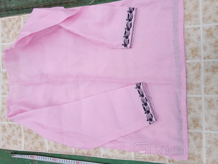 Розовая с черной вышивкой блузка советских времён., фото №5