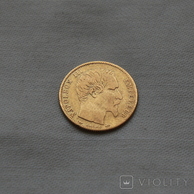 5 франков 1854 маленький тип Франция. Золото 1.54 г