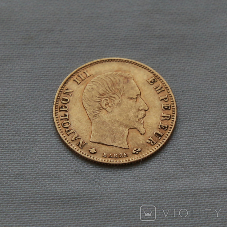 5 франков 1860 Наполеон III Франция. Золото 1.62 г