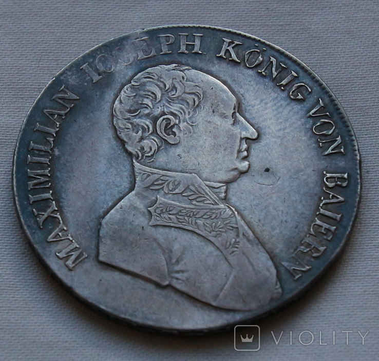 Конвенционный Талер 1820 Мюнхен Бавария. Серебро 28 г