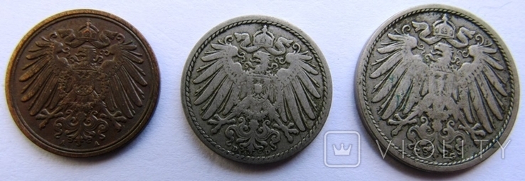 Германия, набор 1 пфенниг - 10 пфеннигов 1896 - 1906 гг., фото №3