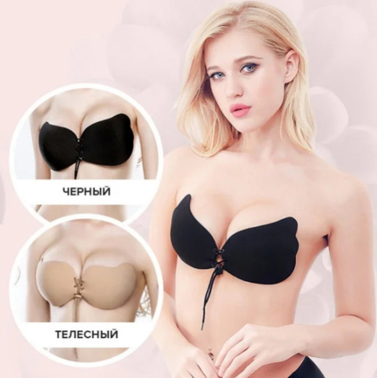 Силиконовый бюстгальтер невидимка Fly Bra Invisible Bra Флай Бра черный - размер В, фото №7