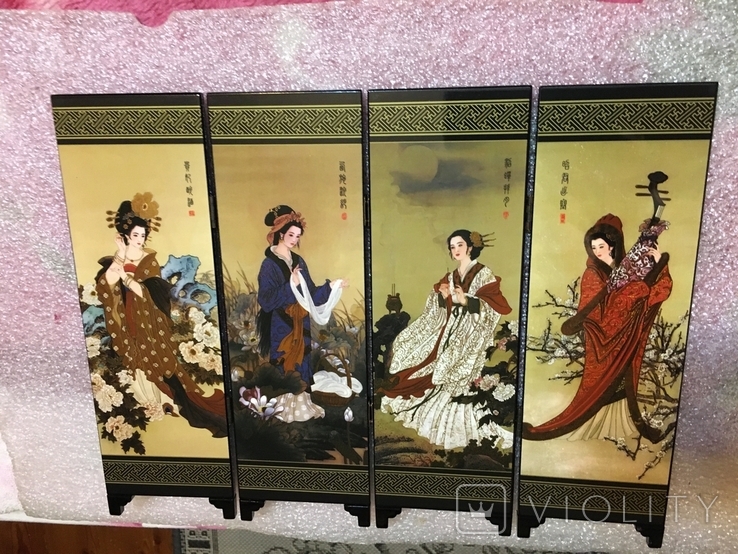 4 гейши на ширме из 4-х панелек