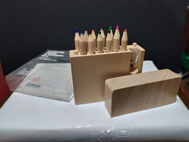 Цветные карандаши Miniso в деревянном боксе и другие., фото №3