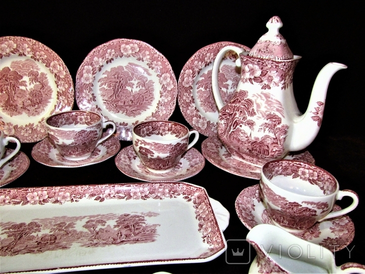 Чайный сервиз тарелки чайник сахарница молочник чашки блюдца поднос Wedgwood Англия, фото №5