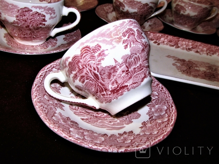 Чайный сервиз тарелки чайник сахарница молочник чашки блюдца поднос Wedgwood Англия, фото №9