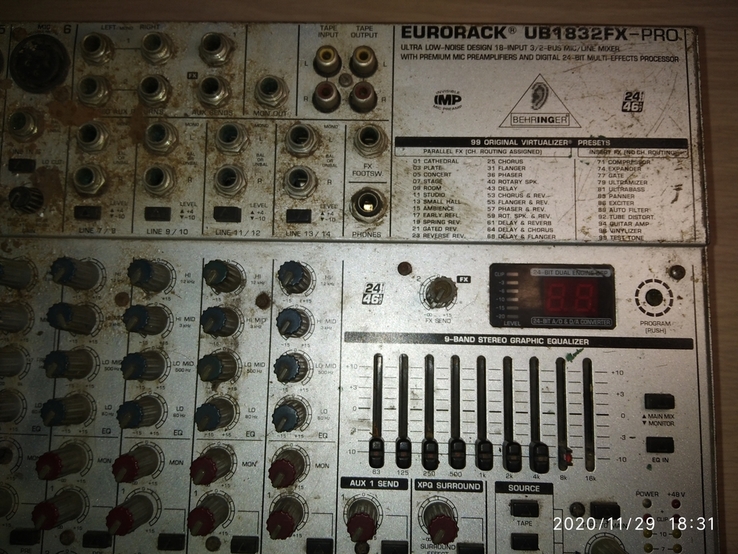 Микшерный пульт Behringer Eurorack UB1832FX-PRO, фото №7