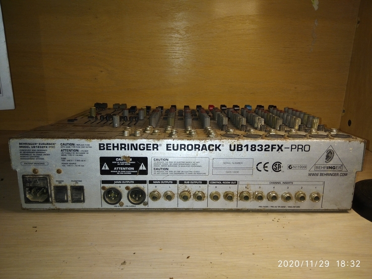 Микшерный пульт Behringer Eurorack UB1832FX-PRO, photo number 10