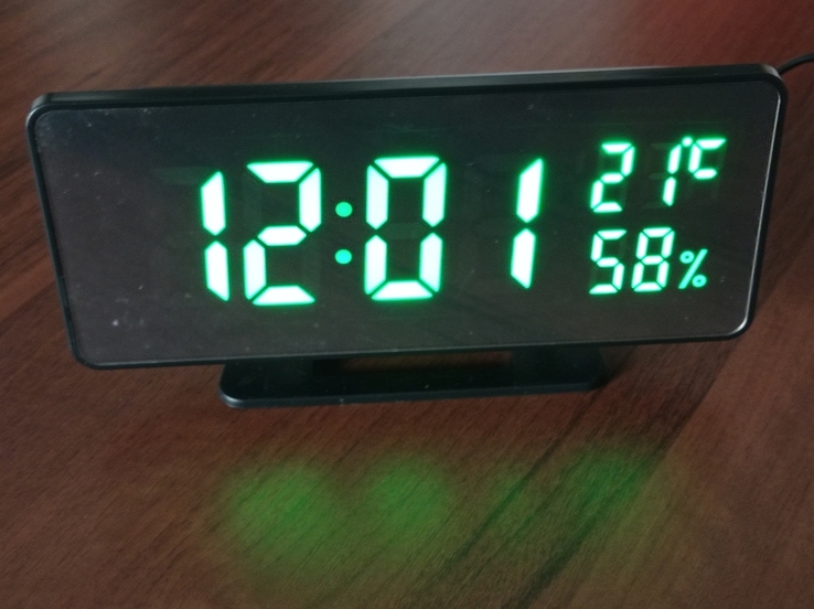 Часы электронные VST 888Y-4, термометр, будильник, гигрометр зеркальные, фото №7
