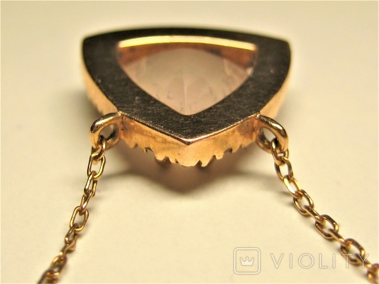 Золотой кулон бриллианты розовый топаз, фото №10