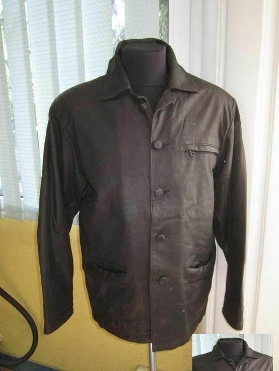 Большая кожаная мужская куртка MILANO Real Leather. Кипр. 58р. Лот 1022, фото №8