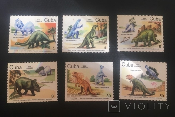 Динозавры 1985г.Куба 6шт., фото №2