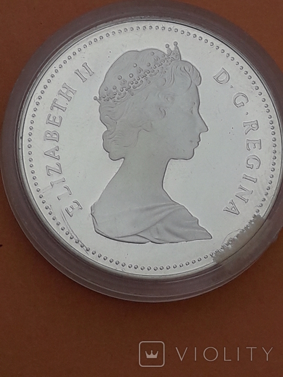 1 доллар, Канада, 1986 г., 100 лет городу Ванкувер, серебро 0.500, 23.32 гр.