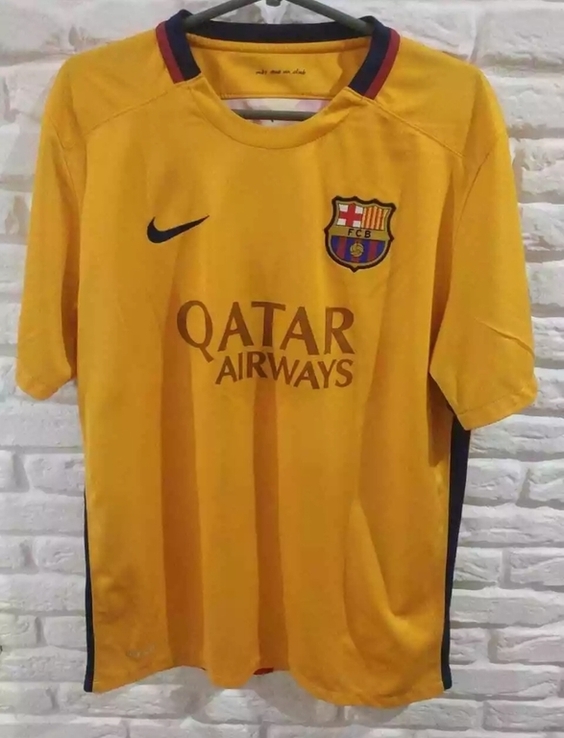 Футболка футбольная NWT Nike 2015/16 FC Barcelona FCB Yellow Away Jersey shirt Men Size М, фото №2