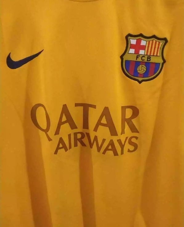 Футболка футбольная NWT Nike 2015/16 FC Barcelona FCB Yellow Away Jersey shirt Men Size М, photo number 3