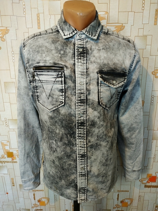 Рубашка джинсовая трикотажная COOLCAT коттон варенка p-p S(состояние!), фото №2