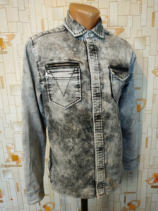 Рубашка джинсовая трикотажная COOLCAT коттон варенка p-p S(состояние!), фото №3