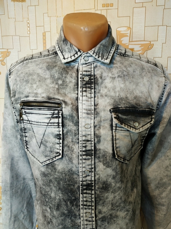 Рубашка джинсовая трикотажная COOLCAT коттон варенка p-p S(состояние!), photo number 4