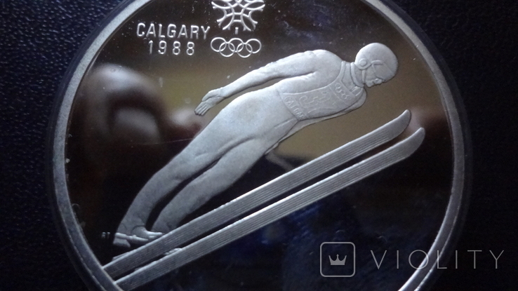20 долларов 1987 Канада Калгери унция серебро 34,1 г, фото №3
