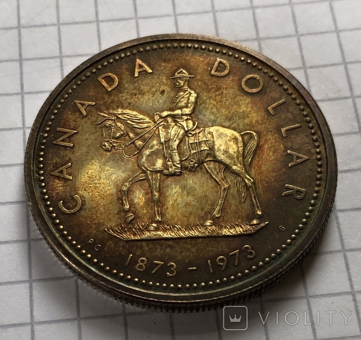 Канада 1 долар, ювілейний, полір. штемпель 1973р, патина, фото №3
