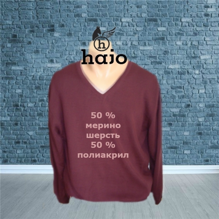 Hajo Полушерстяной красивый свитер мужской т.бордовый меланж XL, фото №2
