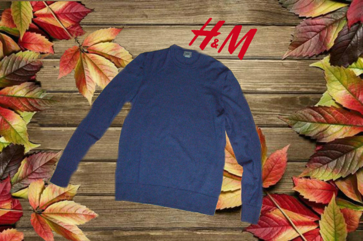 HM 100 % шерсть Шерстяной мужской теплый свитер мерино т синий М, photo number 3