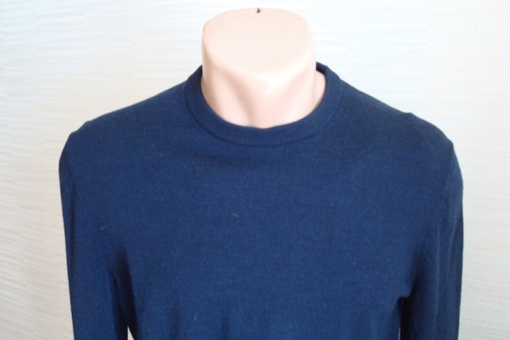 HM 100 % шерсть Шерстяной мужской теплый свитер мерино т синий М, photo number 4