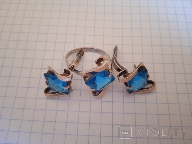 Гарнитур серебро с голубыми камнями, photo number 3