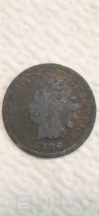1 цент 1886г. Бронза. США., фото №3