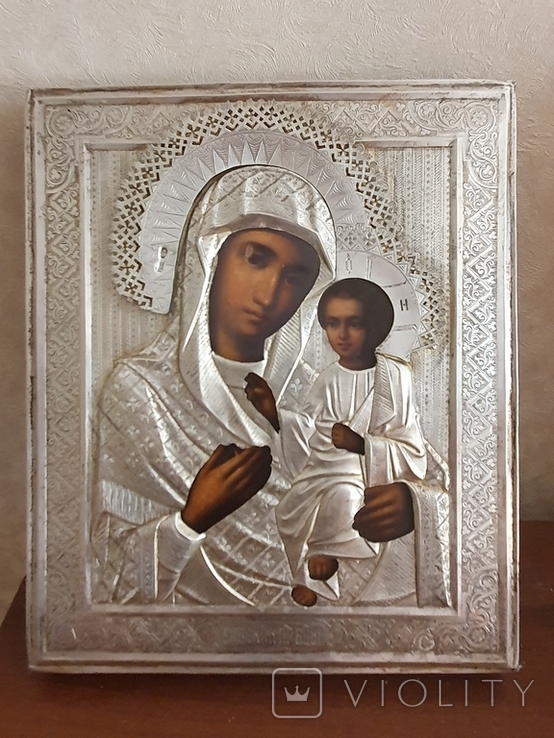 Икона Богородицы в серебряном окладе, фото №5