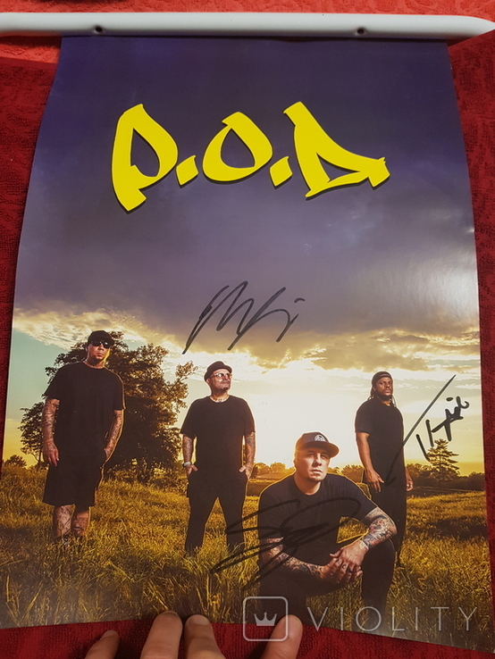 Autographs of the American rapcore group P.O.D. Poster A3