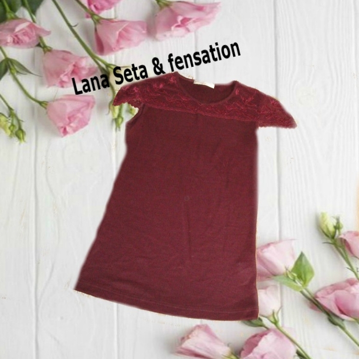Lana Seta fensation Теплая термо бельевая женская майка кружево бордо, фото №3
