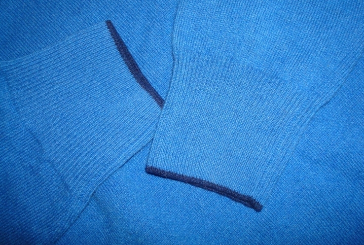 Кашемировый Итальянский шикарный мужской свитер на замке лазурного цвета 48/50, фото №7