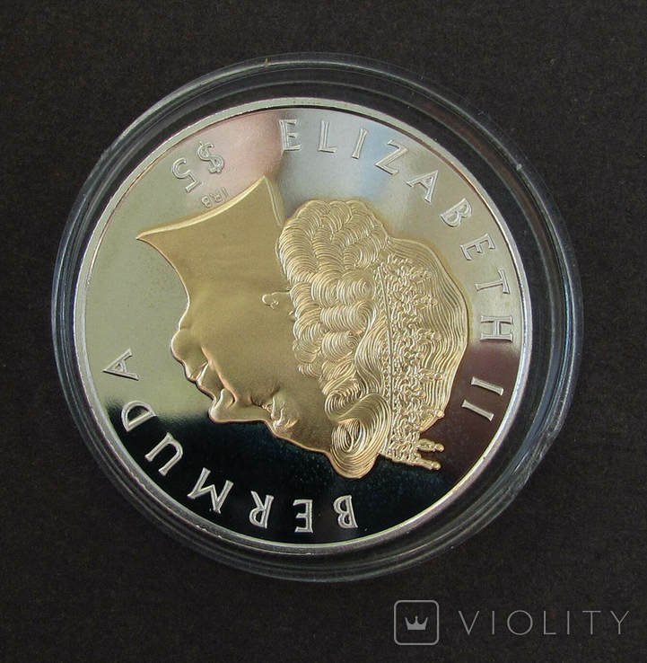 2003 Бермудские острова Серебро, 5 долларов 'Золотой юбилей' m29, фото №5