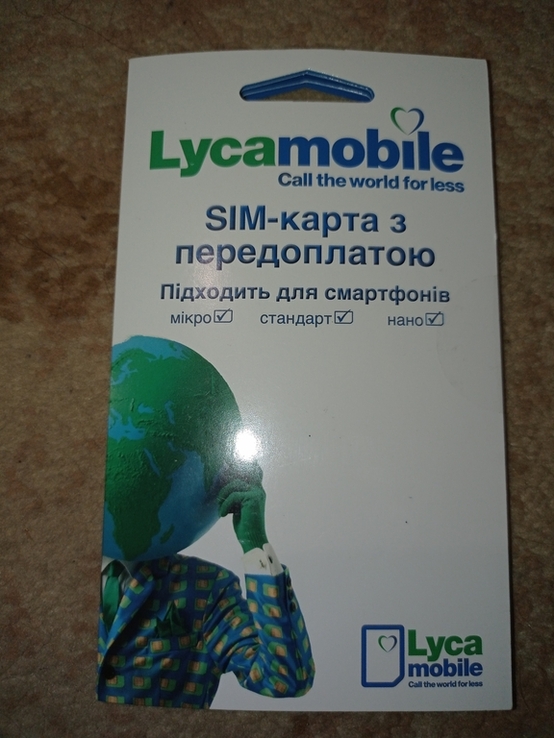 Стартовий пакет SIM-карта з передоплатою Lycamobile