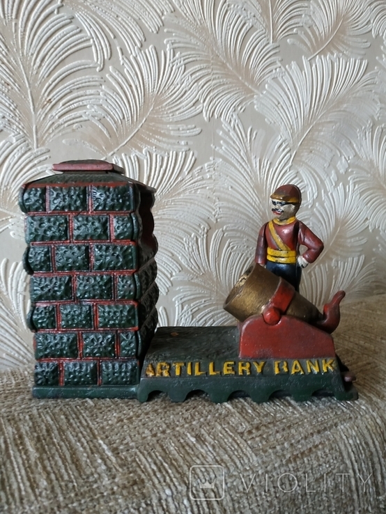 Копилка игрушка Artillery Bank JE Stevens Antique Americana Toy Coin Box, фото №2