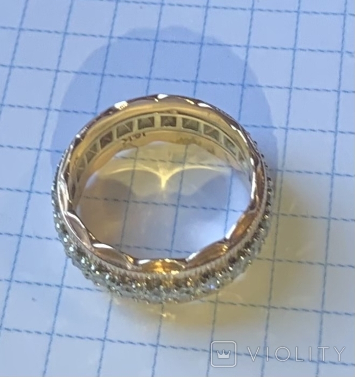Золотое кольцо с 15 природными бриллиантами, фото №6