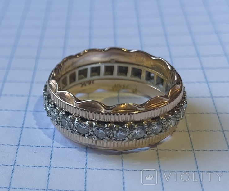 Золотое кольцо с 15 природными бриллиантами, фото №11