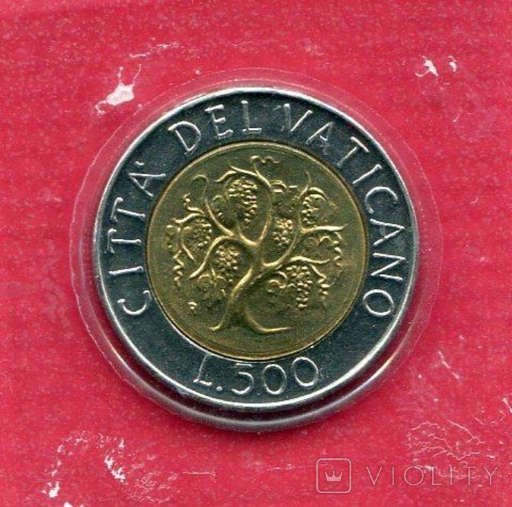 Ватикан 500 лир 1989 UNC биметалл