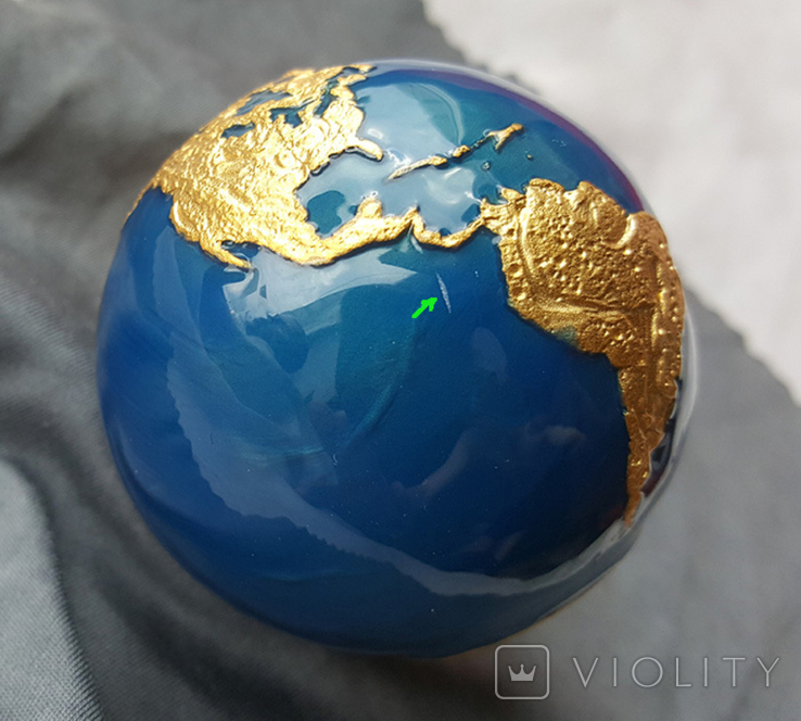 Планета Земля монета сфера (дефект) / 3 oz / шар позолота / Барбадос 2021, фото №7
