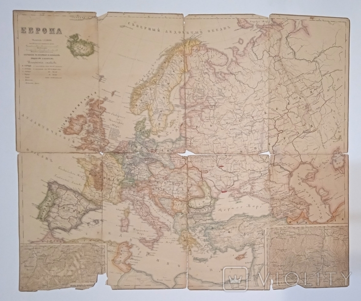 Карта Европы, конец ХIX начало XX века, Петерман и А. Ильин, Москва, 48х58 см. 1 ед., фото №2
