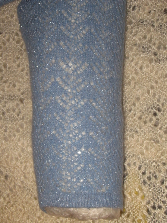 Мохеровый ажурный пуловер нарядный. Мохер-75%, лама-25%, фото №10