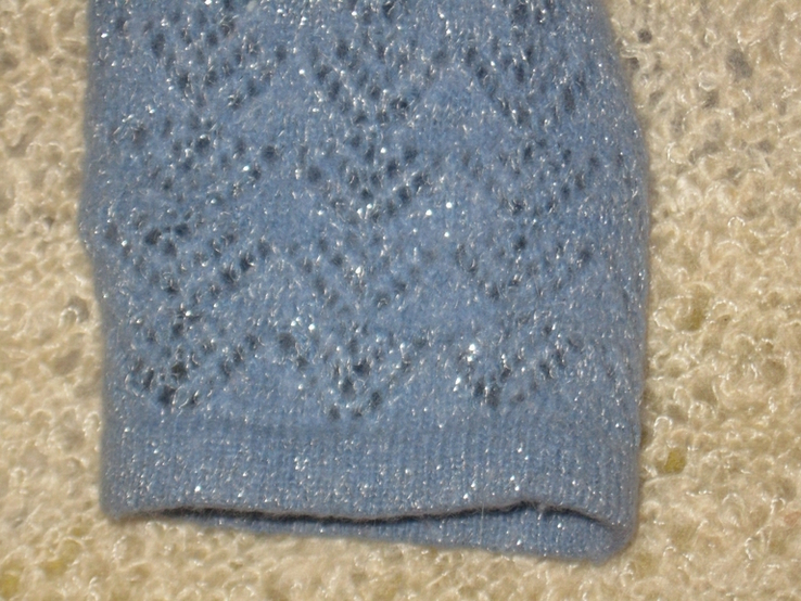 Мохеровый ажурный пуловер нарядный. Мохер-75%, лама-25%, фото №11