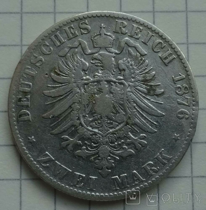 2 марки, Саксония. 1876 год. - Е., фото №4